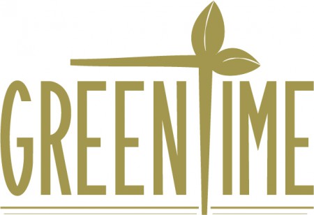 Tetería Greentime, logo para una empresa de té orgánico.
